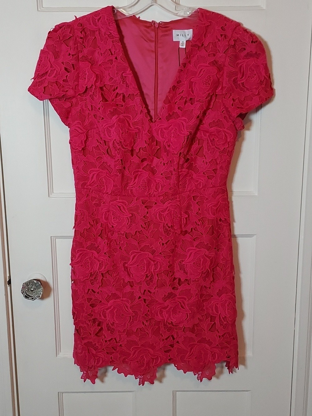Milly Atalie 3D Floral Lace Dress In Pink Size 10